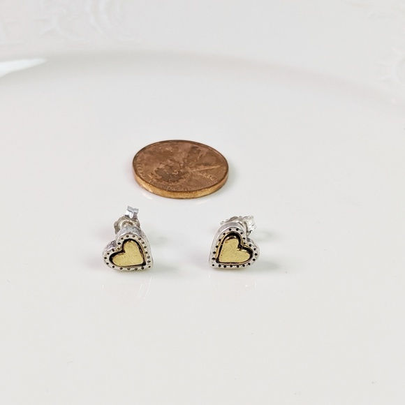 Brighton Jewelry - Brighton Gold & Silver Tone Heart Stud Earrings